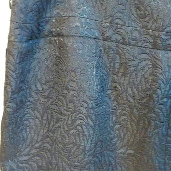Ann Taylor Loft Black Jacquard Metallic Sliver Hint Shimmer Mini Skirt Size 14 - Picture 7 of 11